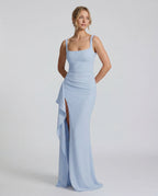 Square Neck Sleeveless Side Split Bodycon Maxi Dress