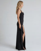 Square Neck Sleeveless Side Split Bodycon Maxi Dress