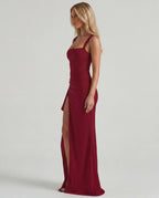 Square Neck Sleeveless Side Split Bodycon Maxi Dress
