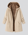 Women's Fleece Lined Hooded Longline Jacket with Zip Front