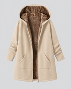 Women's Fleece Lined Hooded Longline Jacket with Zip Front