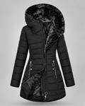 Women's Hooded Puffer Jacket with Fleece Lining and Zip Front