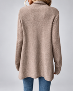 Women's Draped Knit Cardigan with Fringe Trim and Open Front