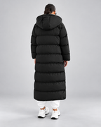 Women's Maxi Puffer Coat with Sherpa Lined Hood and Zip Front