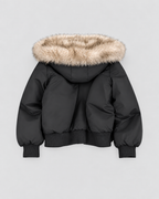 Women's Bomber Jacket with Faux Fur Lining and Hood - back