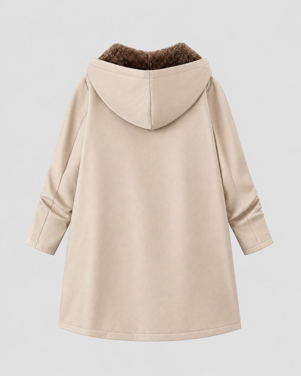 Women's Fleece Lined Hooded Longline Jacket with Zip Front