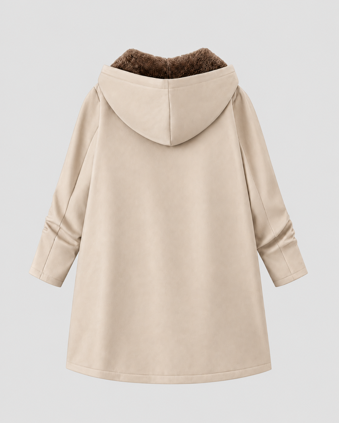 Women's Fleece Lined Hooded Longline Jacket with Zip Front