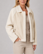Women's Oversized Teddy Aviator Jacket with Zip Front