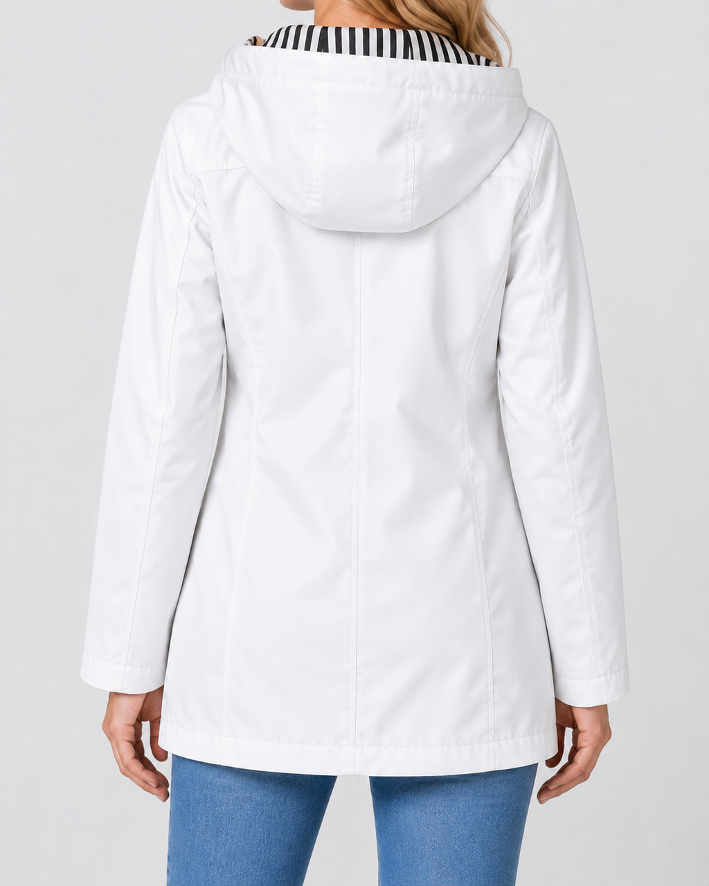 Women's Waterproof Windproof Hooded Rain Coat with Zip Front and Pockets