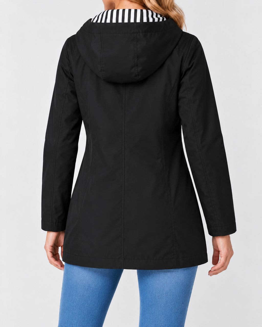 Women's Waterproof Windproof Hooded Rain Coat with Zip Front and Pockets