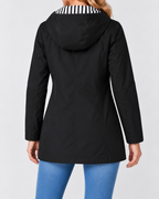 Women's Waterproof Windproof Hooded Rain Coat with Zip Front and Pockets