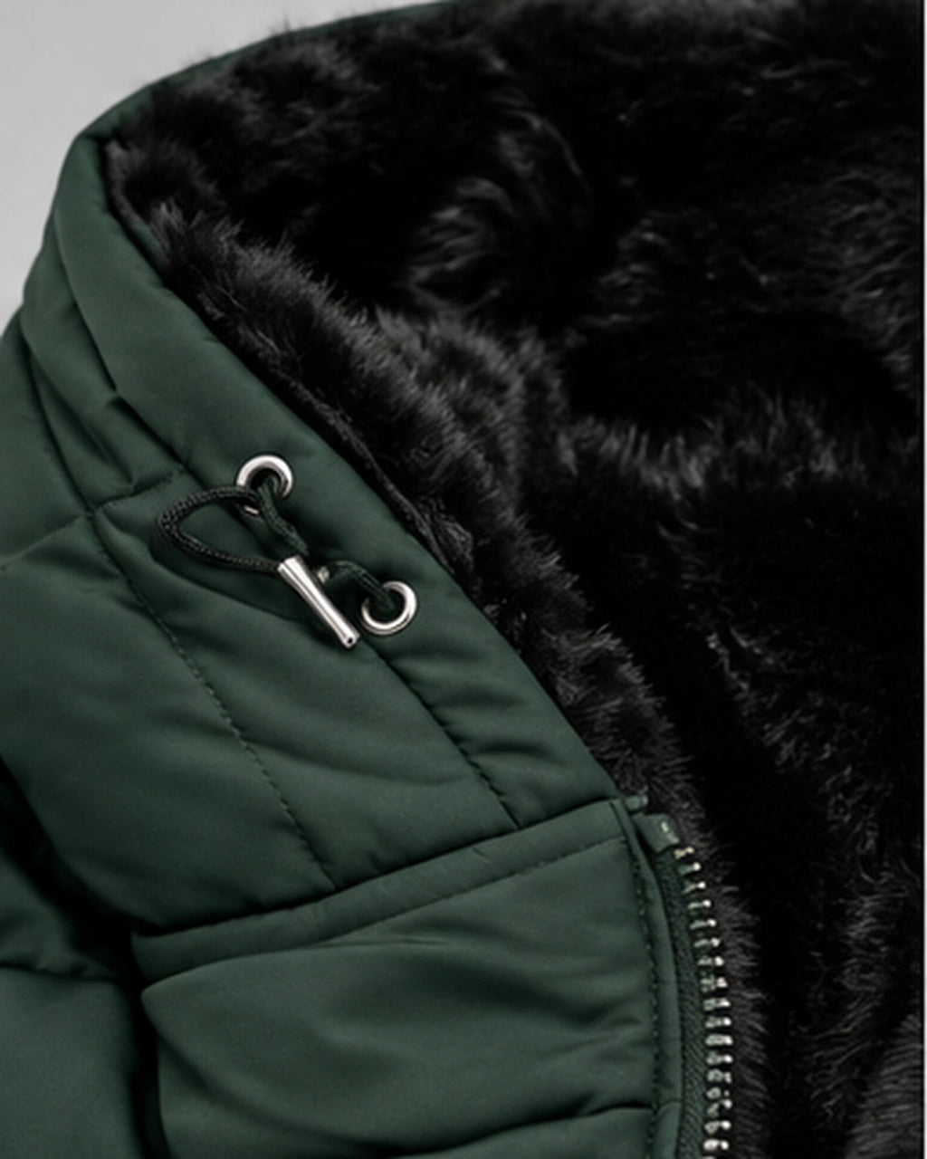 Women's Hooded Puffer Jacket with Fleece Lining and Zip Front