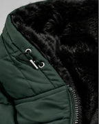 Women's Hooded Puffer Jacket with Fleece Lining and Zip Front