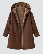 Women's Fleece Lined Hooded Longline Jacket with Zip Front