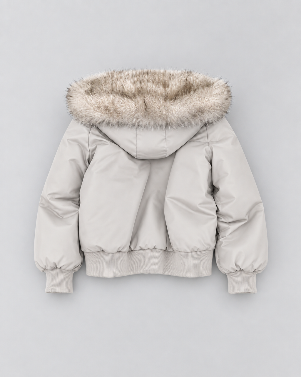 Women's Bomber Jacket with Faux Fur Lining - light grey back