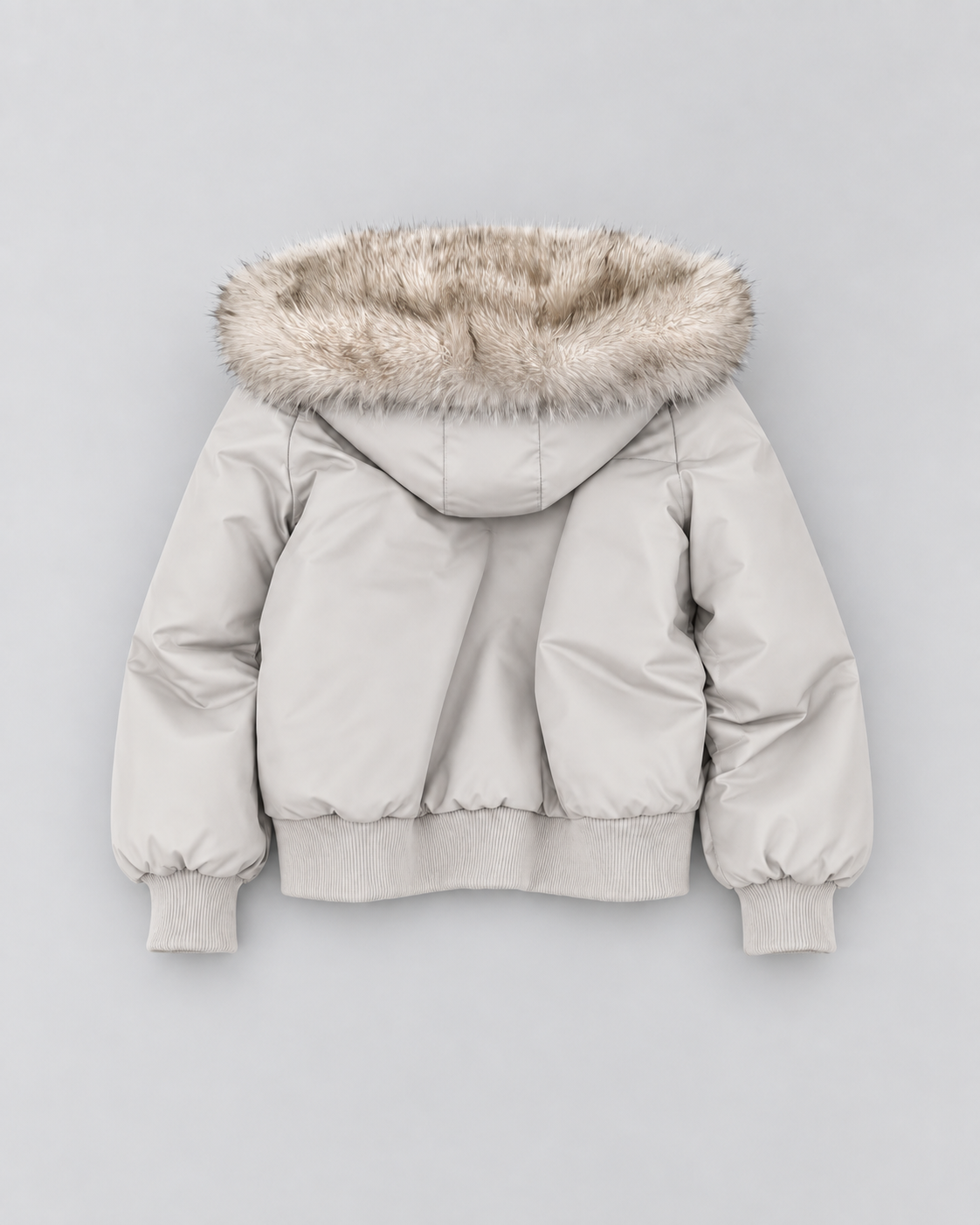 Women's Bomber Jacket with Faux Fur Lining - light grey back