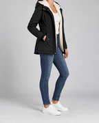 Women's Hooded Fleece-Lined Parka Coat with Zip Front