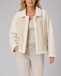 Women's Oversized Teddy Aviator Jacket with Zip Front