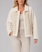 Women's Oversized Teddy Aviator Jacket with Zip Front
