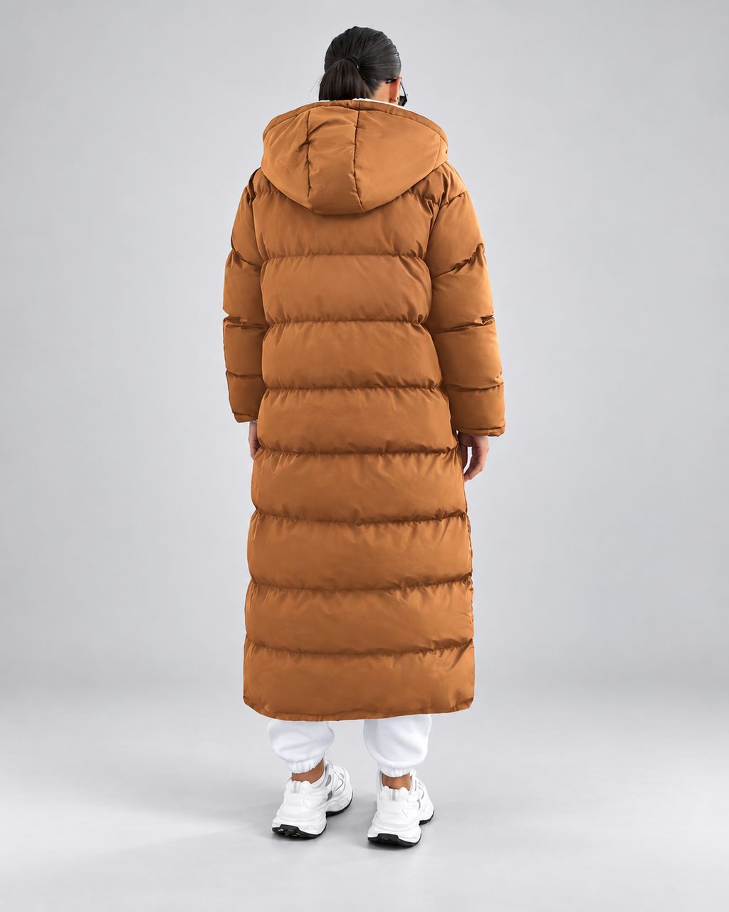Women's Maxi Puffer Coat with Sherpa Lined Hood and Zip Front