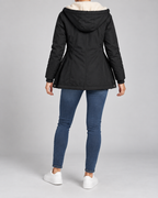Women's Hooded Fleece-Lined Parka Coat with Zip Front