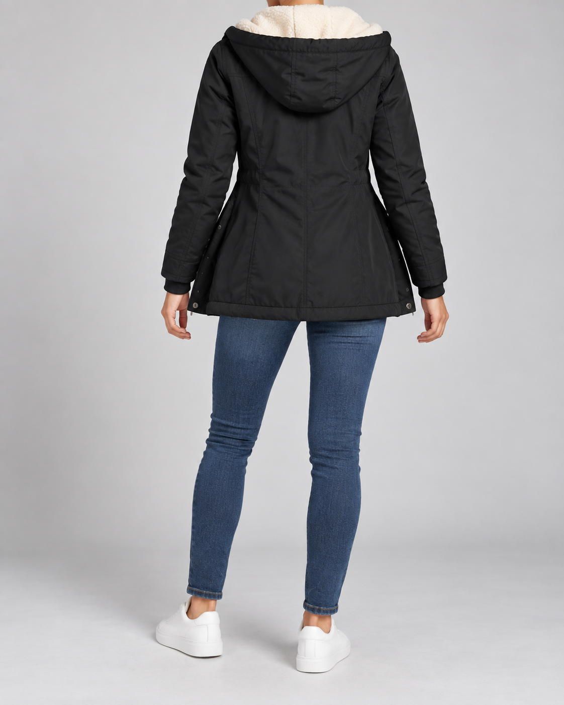 Women's Hooded Fleece-Lined Parka Coat with Zip Front