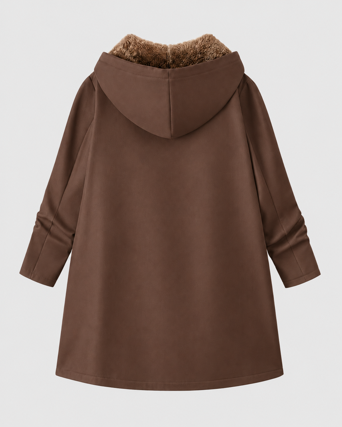 Women's Fleece Lined Hooded Longline Jacket with Zip Front