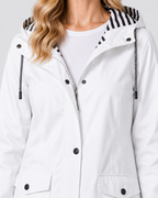 Women's Waterproof Windproof Hooded Rain Coat with Zip Front and Pockets