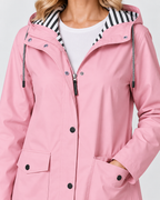 Women's Waterproof Windproof Hooded Rain Coat with Zip Front and Pockets