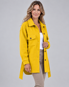 Women's Oversized Jacket with Button Front and Chest Pockets