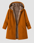 Women's Fleece Lined Hooded Longline Jacket with Zip Front