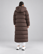 Women's Maxi Puffer Coat with Sherpa Lined Hood and Zip Front