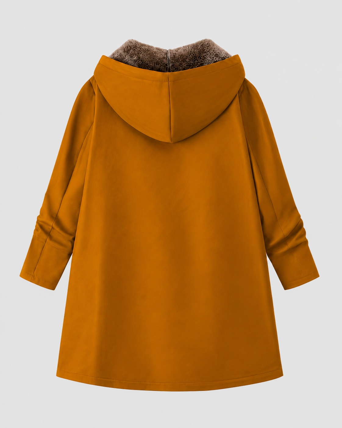 Women's Fleece Lined Hooded Longline Jacket with Zip Front