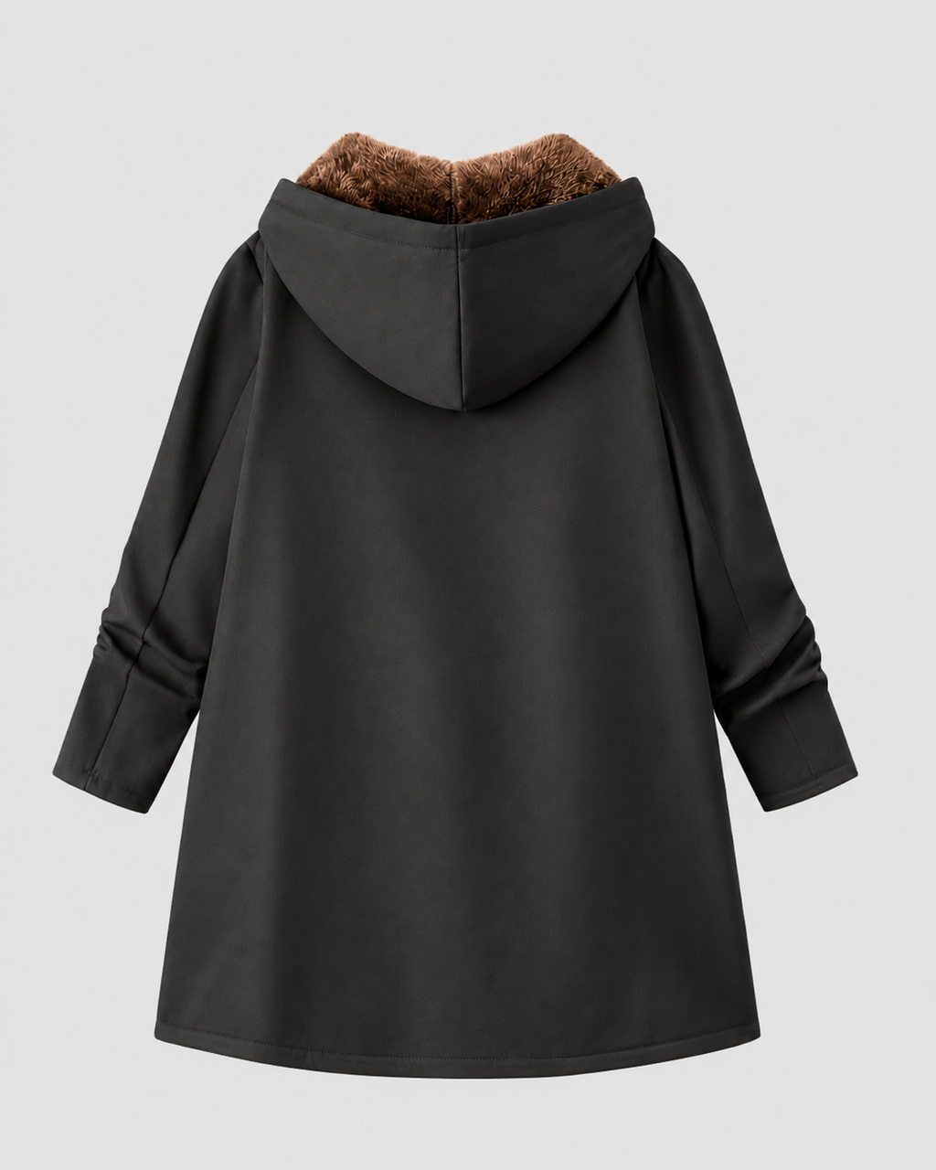 Women's Fleece Lined Hooded Longline Jacket with Zip Front