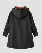 Women's Fleece Lined Hooded Longline Jacket with Zip Front