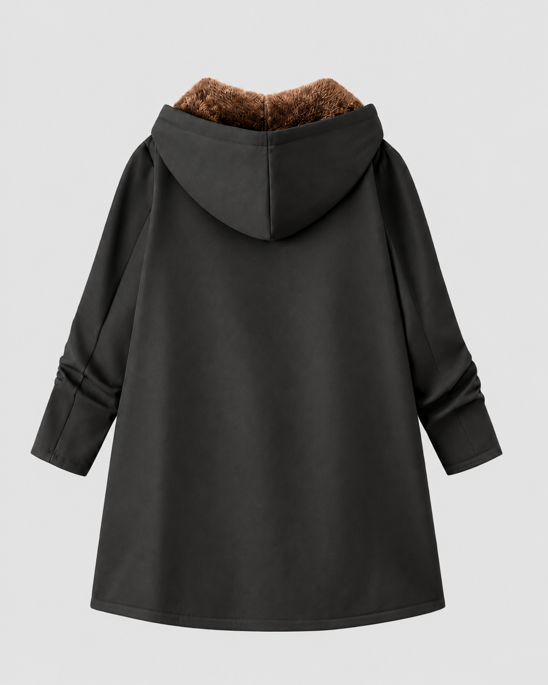 Women's Fleece Lined Hooded Longline Jacket with Zip Front