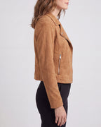 Women's Cropped Zip Front Lapel Collar Biker Jacket