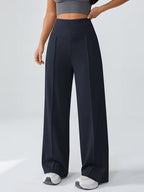 Women's High Waisted Wide Leg Trousers with Elasticated Waist and Side Pockets