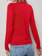 Women's Fine Knit V-Neck Cardigan with Button Front