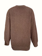 Women's Oversized V-Neck Cardigan with Button Front