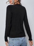 Women's Fine Knit V-Neck Cardigan with Button Front