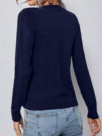 Women's Fine Knit V-Neck Cardigan with Button Front