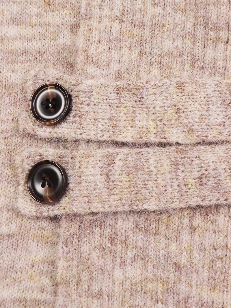 Women's Longline Knit Cardigan with Shawl Collar and Button Tabs