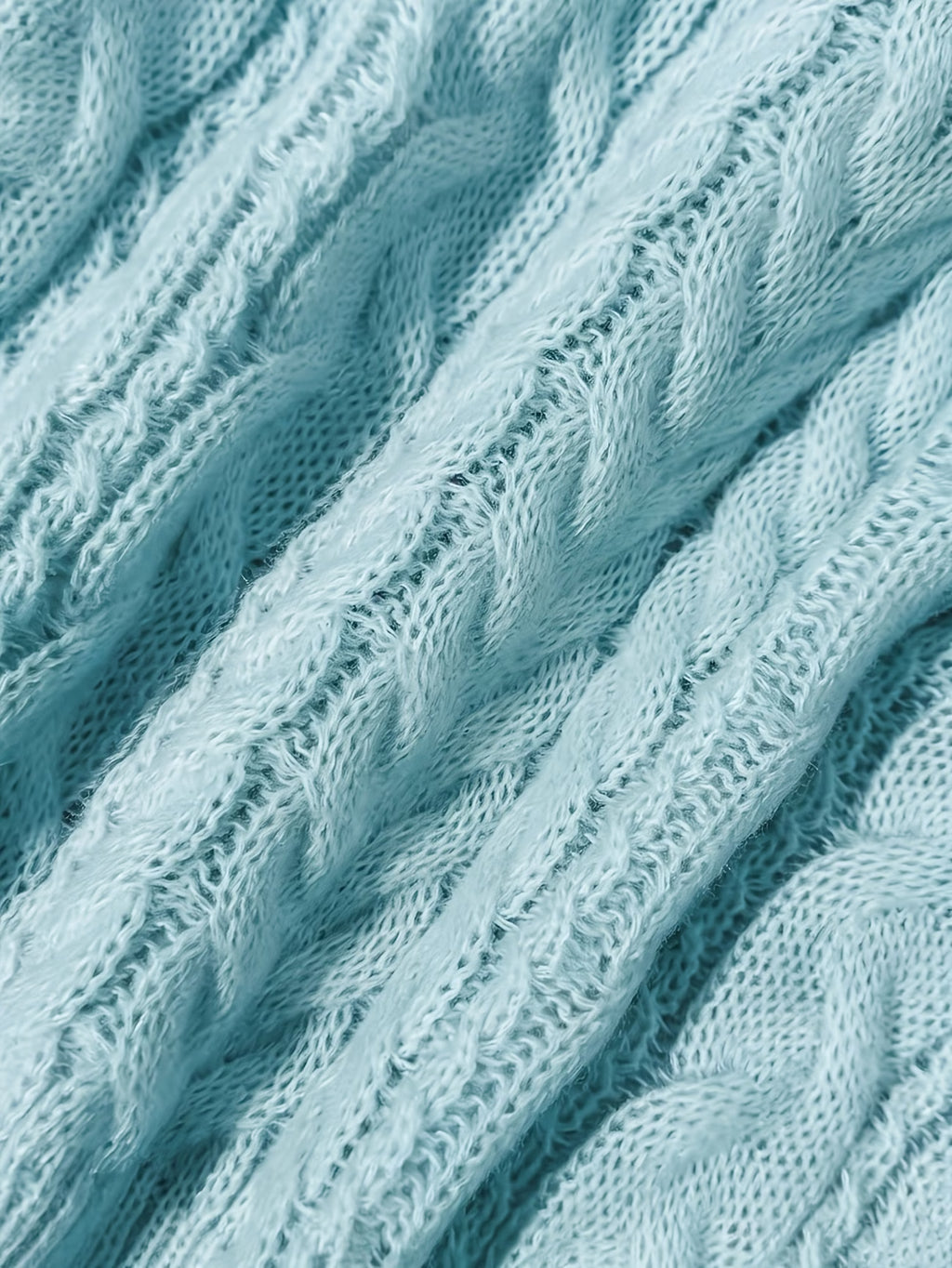 Women's Cable Knit V-Neck Jumper with Drop Shoulders and Ribbed Cuffs