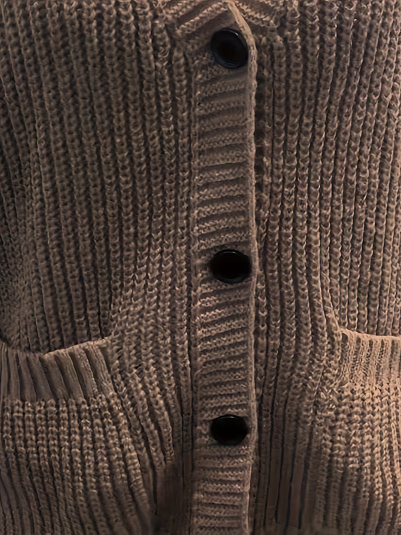 Women's Oversized V-Neck Cardigan with Button Front