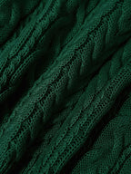 Women's Cable Knit V-Neck Jumper with Drop Shoulders and Ribbed Cuffs