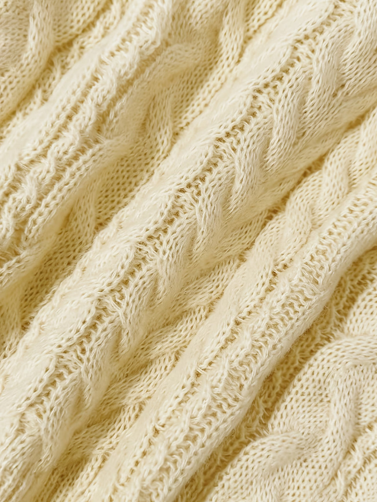 Women's Cable Knit V-Neck Jumper with Drop Shoulders and Ribbed Cuffs