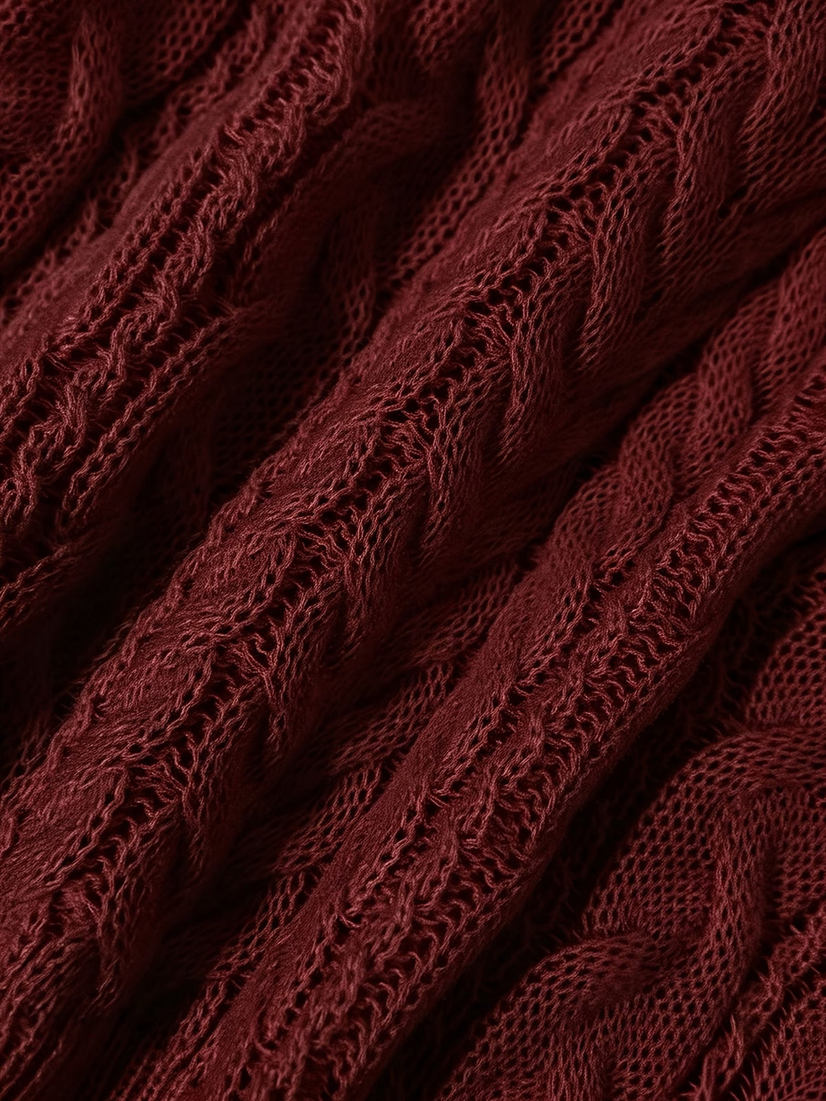 Women's Cable Knit V-Neck Jumper with Drop Shoulders and Ribbed Cuffs