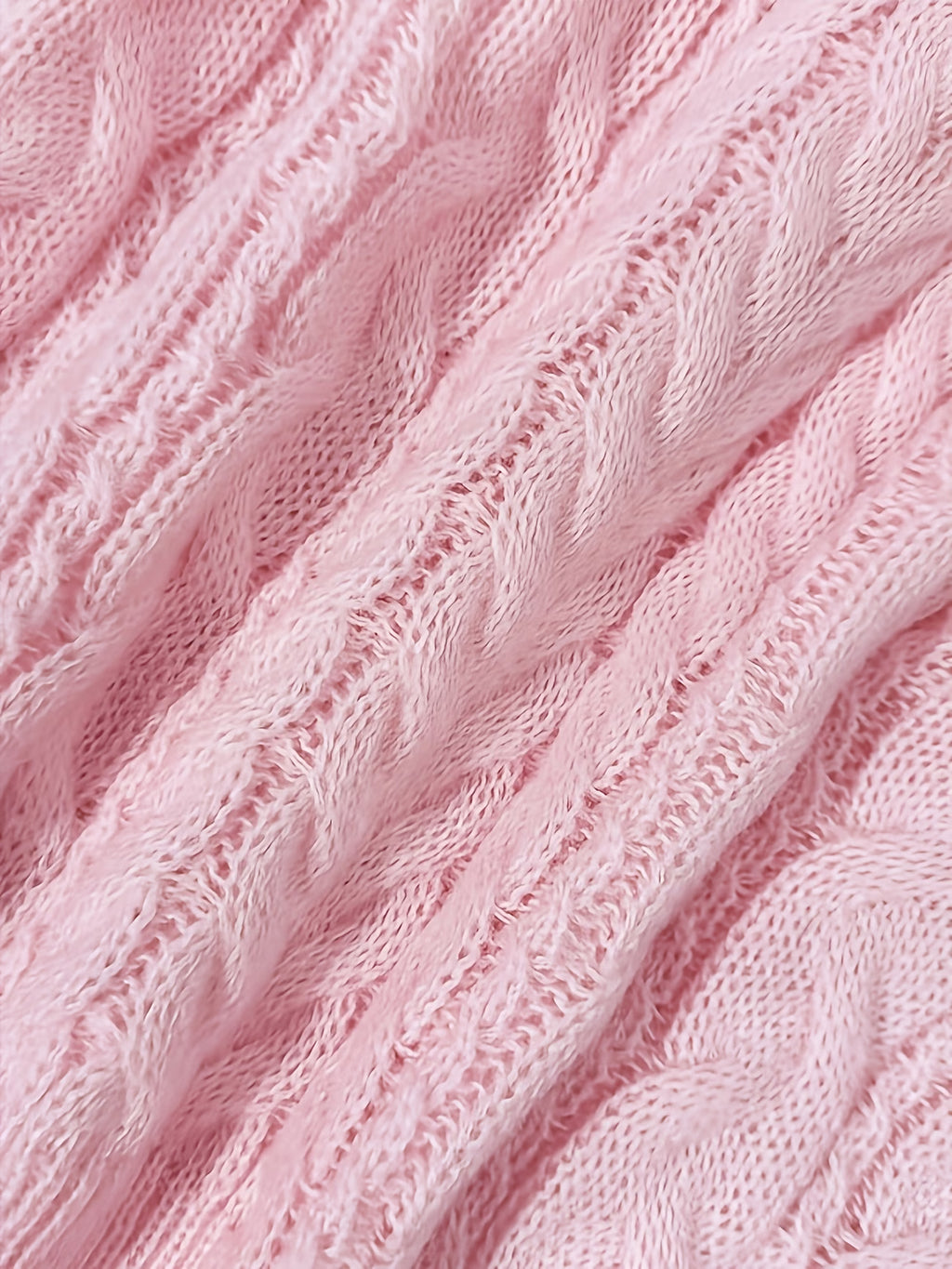 Women's Cable Knit V-Neck Jumper with Drop Shoulders and Ribbed Cuffs