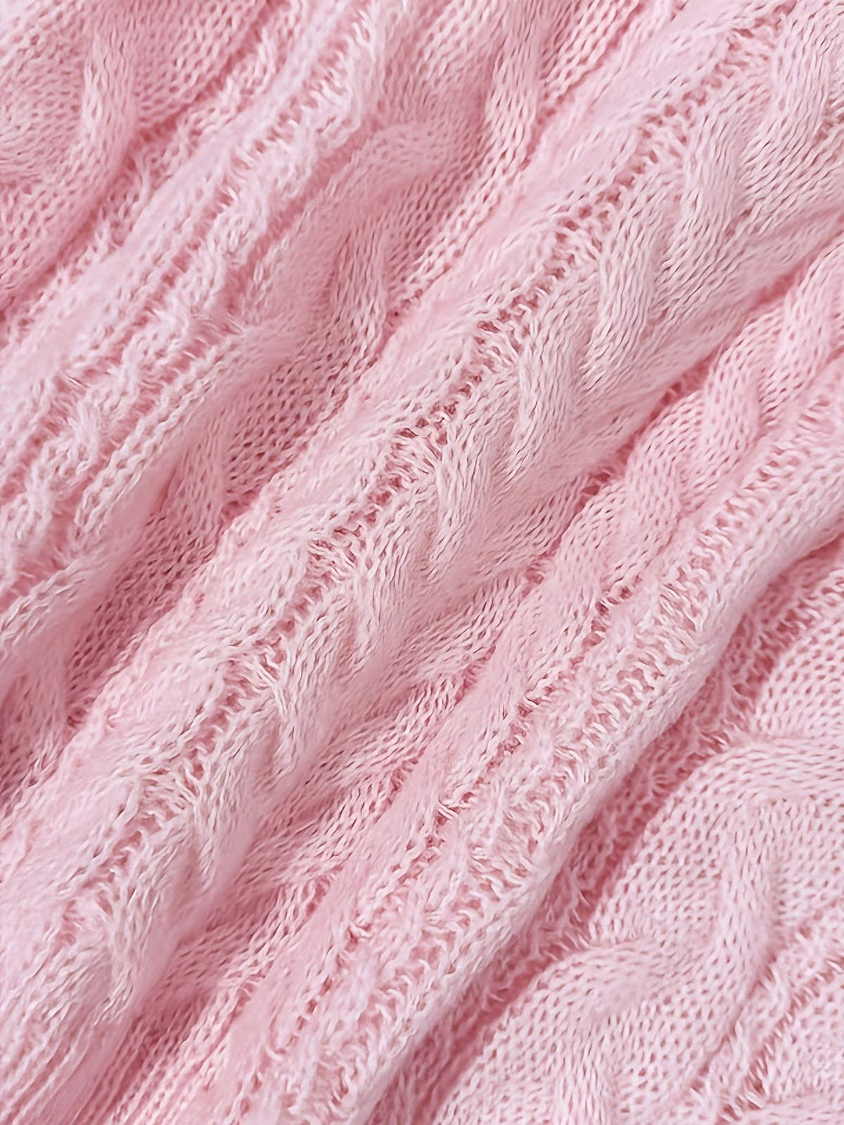 Women's Cable Knit V-Neck Jumper with Drop Shoulders and Ribbed Cuffs